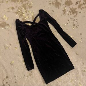 Wet Seal Small Purple Velvet Mini Dress Long Sleeve